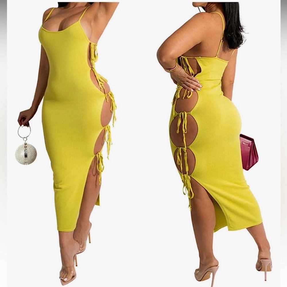 Yellow midi dress